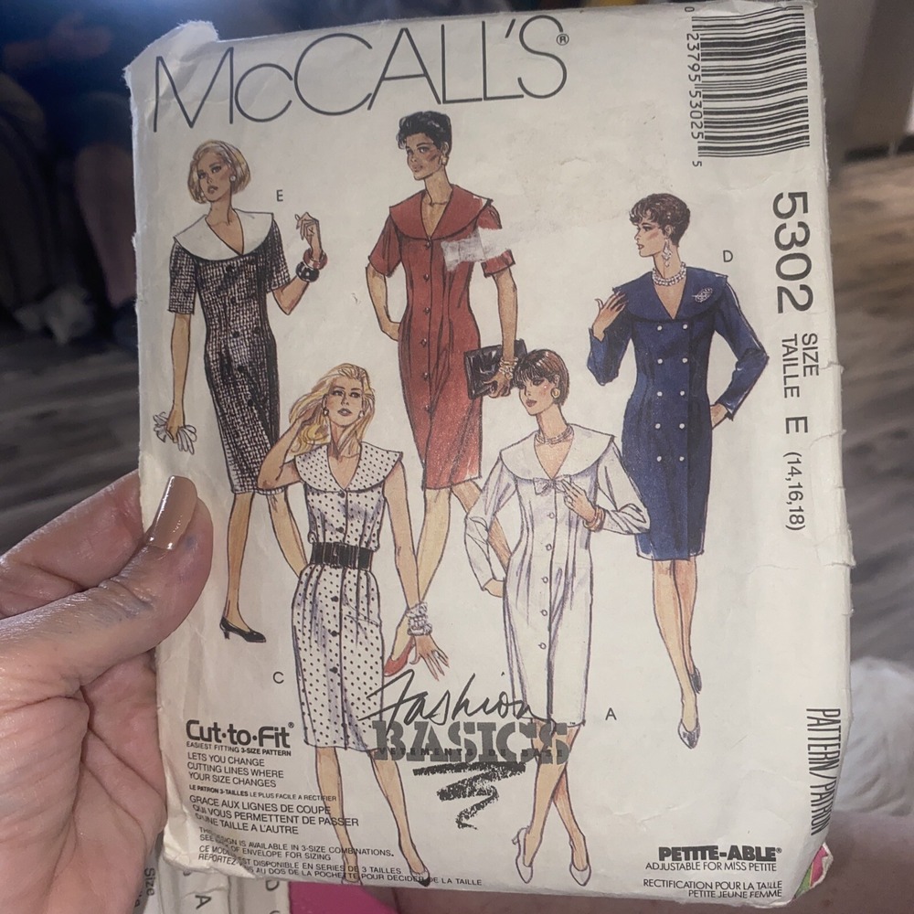 Vtg McCalls Pattern 5302 Dress Button Front V-Neck Miss 14-18 Cut 1990s